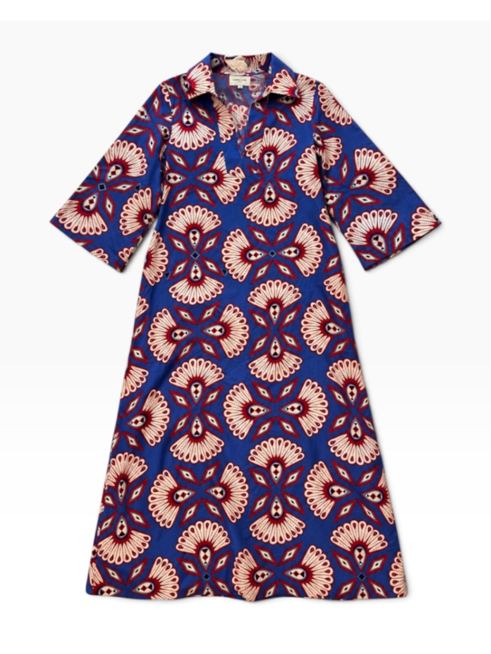 Elizabeth James The Label Talia Sapphire Feather Cotton Maxi Dress Small Boho